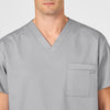 WonderWORK Unisex V-Neck Scrub Top Grey back detail