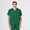 WonderWORK Unisex V-Neck Scrub Top Hunter front detail