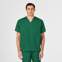 WonderWORK Unisex V-Neck Scrub Top Hunter front detail