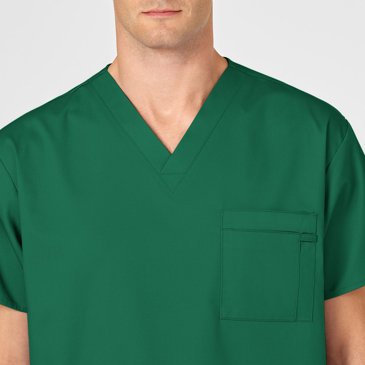 WonderWORK Unisex V-Neck Scrub Top Hunter back detail