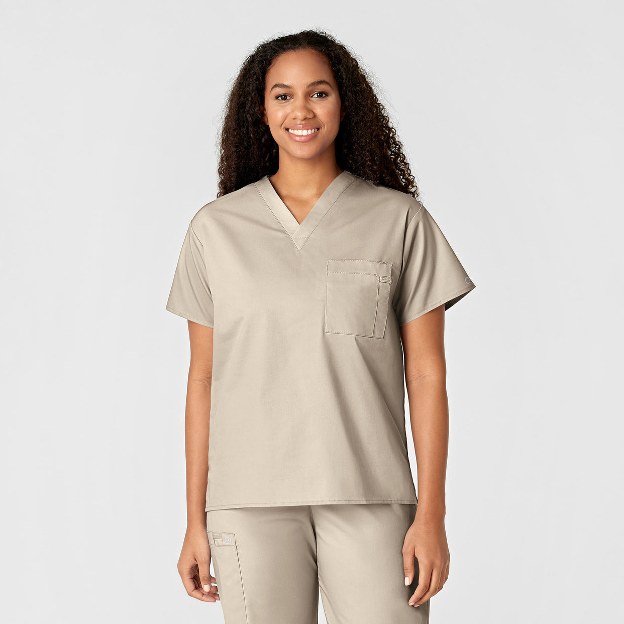 Wink WonderWORK Unisex V-Neck Scrub Top Khaki