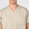 WonderWORK Unisex V-Neck Scrub Top Khaki back detail