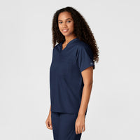 WonderWORK Unisex V-Neck Scrub Top Navy side view