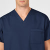 WonderWORK Unisex V-Neck Scrub Top Navy back detail