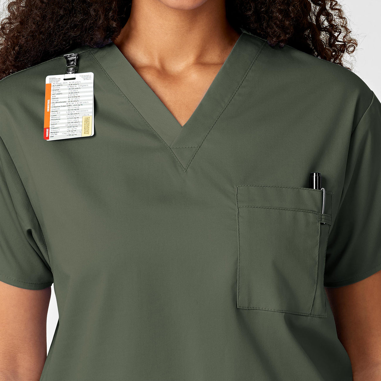 WonderWORK Unisex V-Neck Scrub Top - Olive