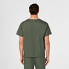 WonderWORK Unisex V-Neck Scrub Top Olive back view