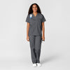 WonderWORK Unisex V-Neck Scrub Top Pewter full scrub set