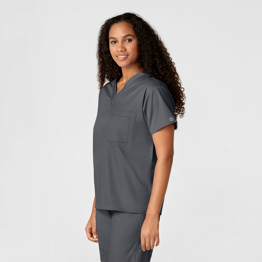 WonderWORK Unisex V-Neck Scrub Top Pewter side view