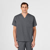 WonderWORK Unisex V-Neck Scrub Top Pewter front detail