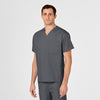 WonderWORK Unisex V-Neck Scrub Top Pewter side detail 2