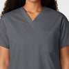 WonderWORK Unisex V-Neck Scrub Top Pewter hemline detail