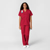 WonderWORK Unisex V-Neck Scrub Top Red full scrub set