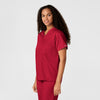 WonderWORK Unisex V-Neck Scrub Top Red side view