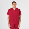 WonderWORK Unisex V-Neck Scrub Top Red front detail