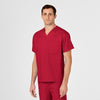 WonderWORK Unisex V-Neck Scrub Top Red side detail 2