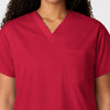 WonderWORK Unisex V-Neck Scrub Top Red hemline detail