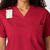 WonderWORK Unisex V-Neck Scrub Top - Red