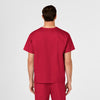 WonderWORK Unisex V-Neck Scrub Top Red back view