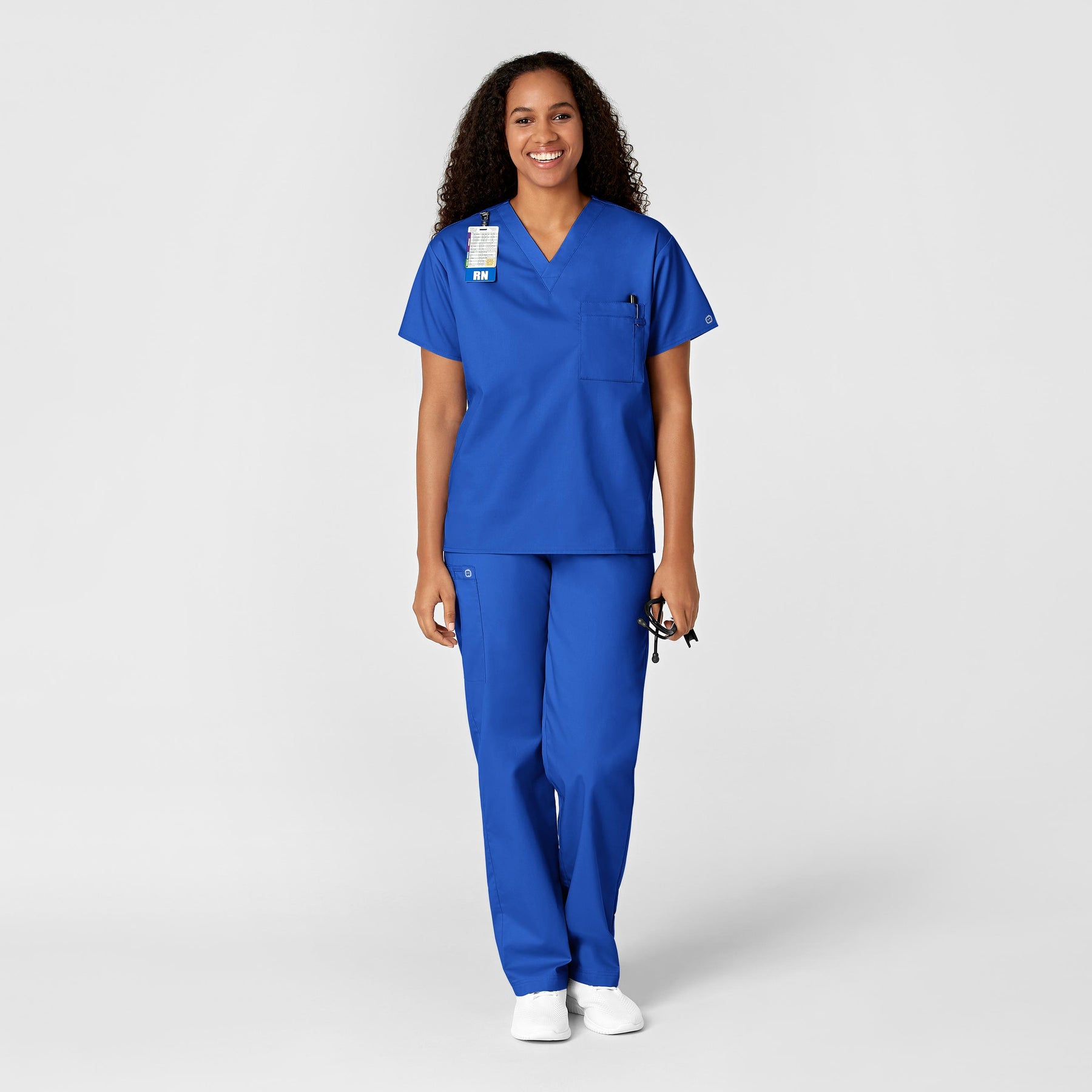 WonderWORK Unisex V-Neck Scrub Top Royal full scrub set