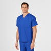 WonderWORK Unisex V-Neck Scrub Top Royal side detail 2