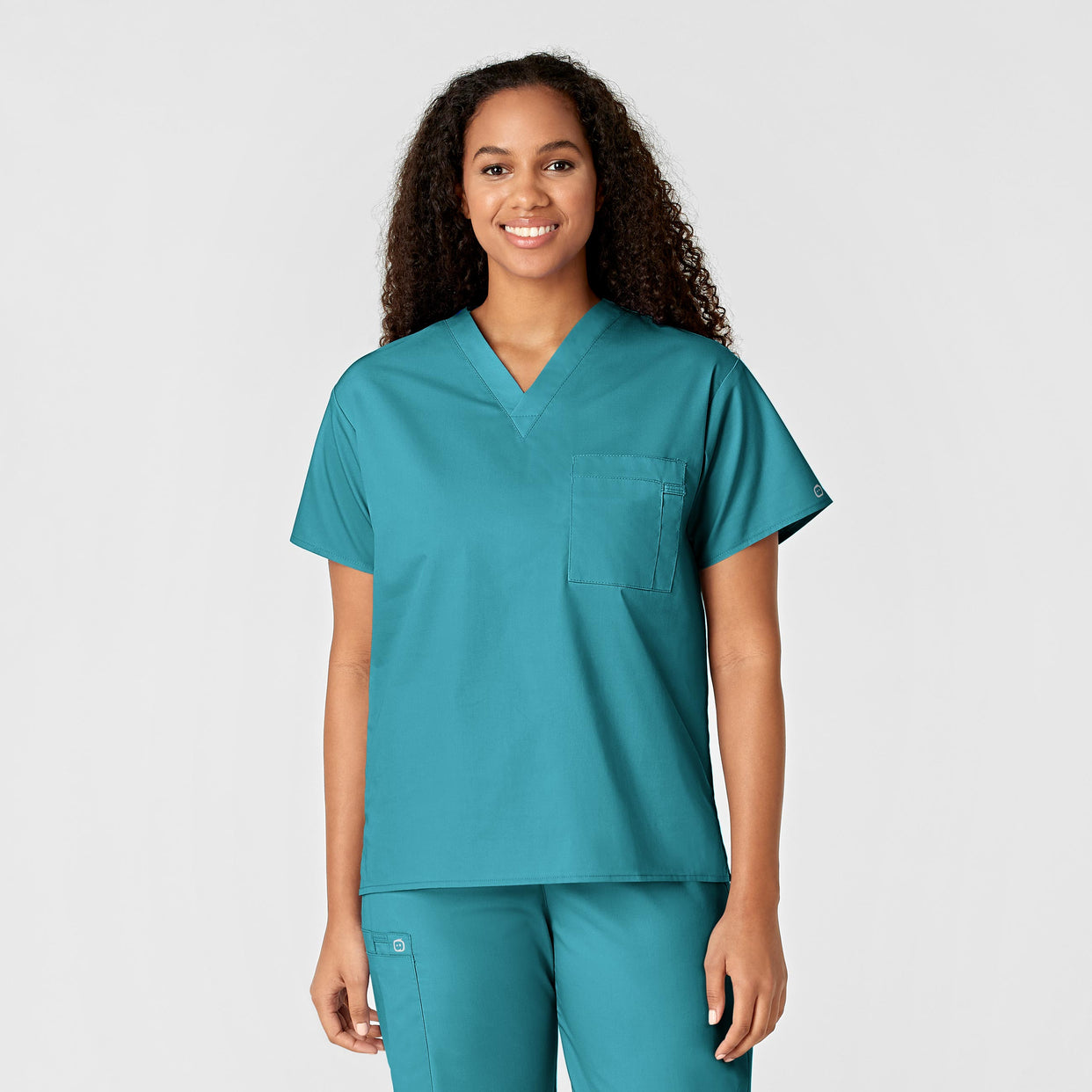 Wink WonderWORK Unisex V-Neck Scrub Top Teal Blue