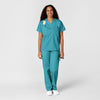 WonderWORK Unisex V-Neck Scrub Top Teal Blue full scrub set