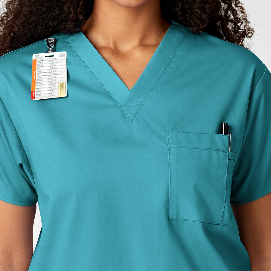 WonderWORK Unisex V-Neck Scrub Top - Teal Blue