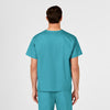 WonderWORK Unisex V-Neck Scrub Top Teal Blue back view