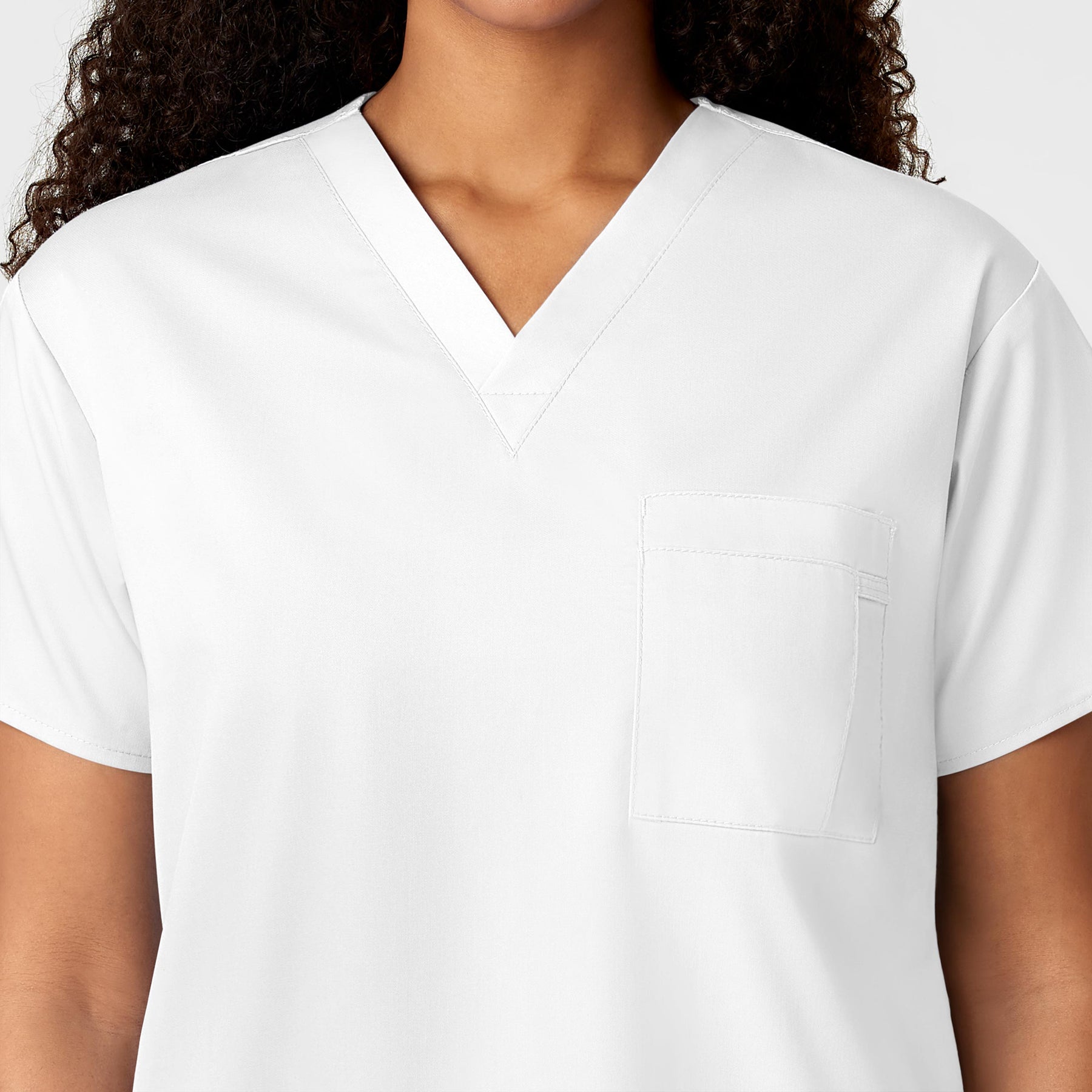 WonderWORK Unisex V-Neck Scrub Top White hemline detail