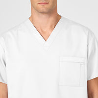 WonderWORK Unisex V-Neck Scrub Top White back detail