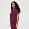 WonderWORK Unisex V-Neck Scrub Top Wine side view