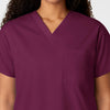 WonderWORK Unisex V-Neck Scrub Top Wine hemline detail