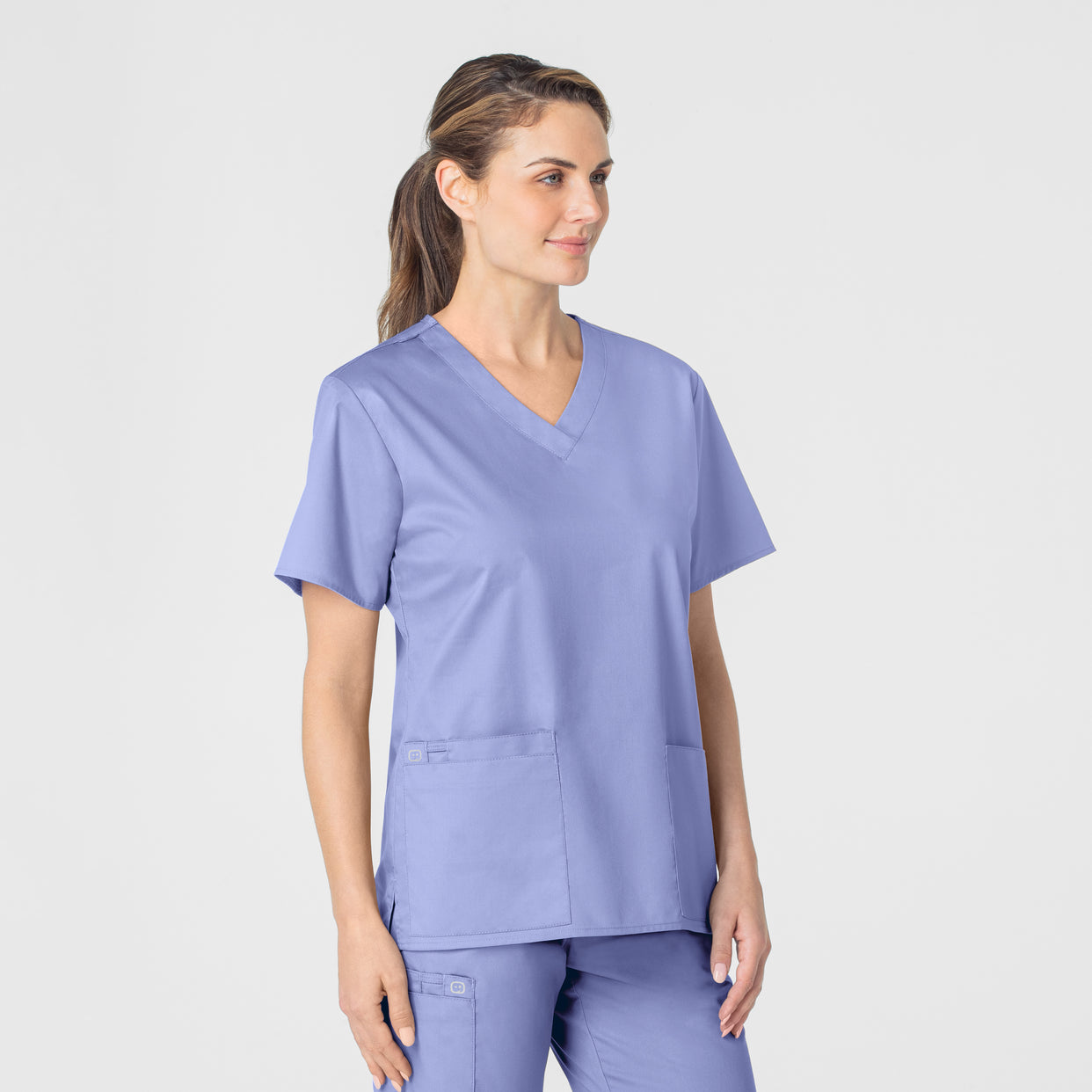 WonderWORK Women's V-Neck Scrub Top - Ceil Blue