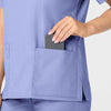 WonderWORK Women's V-Neck Scrub Top Ceil Blue hemline detail