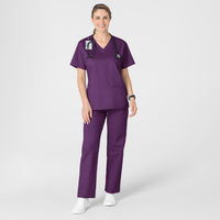 WonderWORK Women's V-Neck Scrub Top - Eggplant