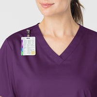 WonderWORK Women's V-Neck Scrub Top Eggplant side detail 1