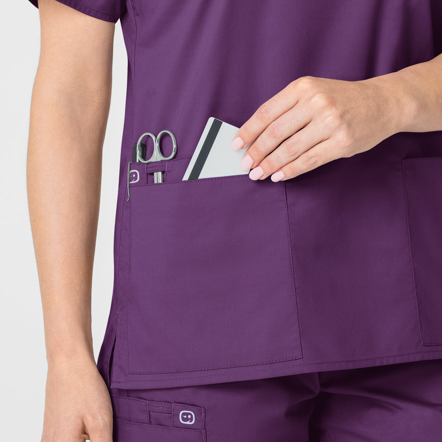 WonderWORK Women's V-Neck Scrub Top - Eggplant