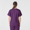 WonderWORK Women's V-Neck Scrub Top Eggplant back view