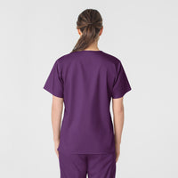 WonderWORK Women's V-Neck Scrub Top Eggplant back view