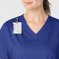 WonderWORK Women's V-Neck Scrub Top Galaxy Blue side detail 1