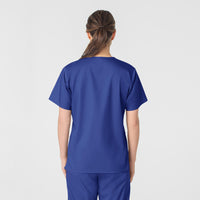 WonderWORK Women's V-Neck Scrub Top Galaxy Blue back view