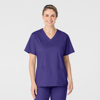 WonderWORK Women's V-Neck Scrub Top - Grape