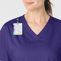 WonderWORK Women's V-Neck Scrub Top Grape side detail 1