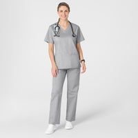 WonderWORK Women's V-Neck Scrub Top - Grey