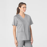 WonderWORK Women's V-Neck Scrub Top - Grey