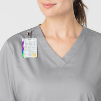 WonderWORK Women's V-Neck Scrub Top Grey side detail 1