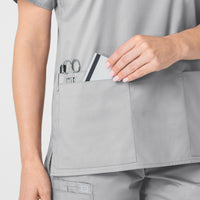 WonderWORK Women's V-Neck Scrub Top - Grey