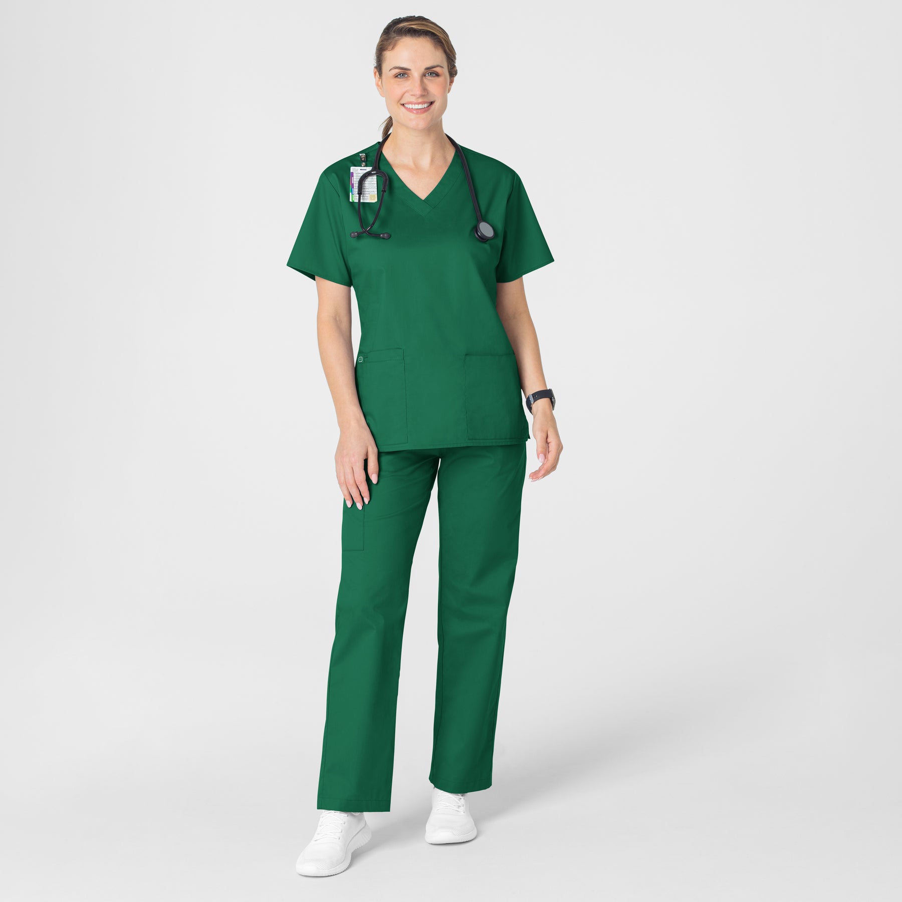 WonderWORK Women's V-Neck Scrub Top - Hunter