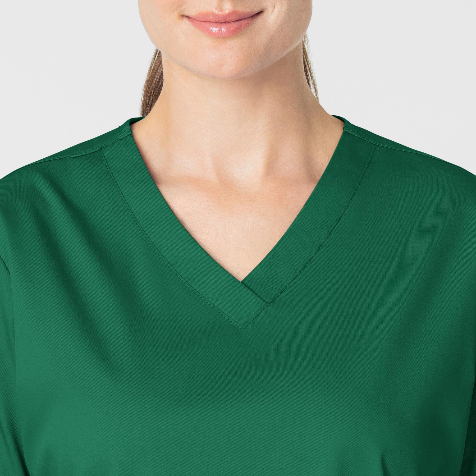 WonderWORK Women's V-Neck Scrub Top Hunter front detail