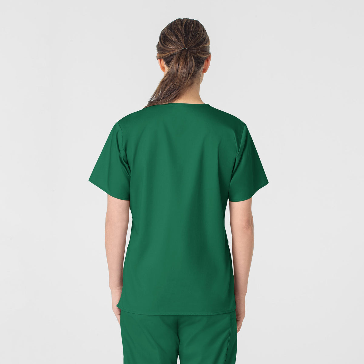 WonderWORK Women's V-Neck Scrub Top Hunter back view
